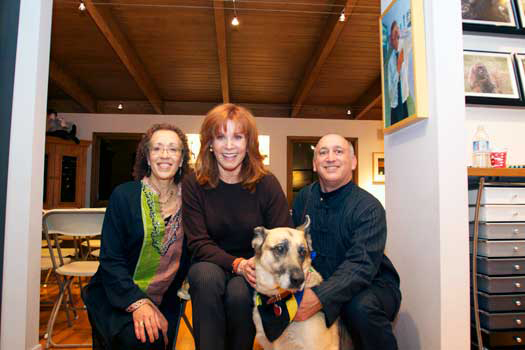 Alan's wife Diane, Stefanie Powers, Alan Feldstein and Our Dog, Heidi (Wearing a Tanzanian Flag Bandana.)