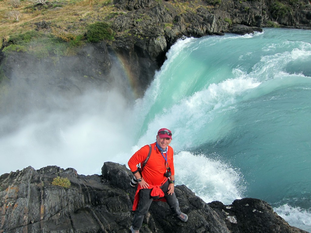 Alan at Waterfall, Torres del Paine National Park