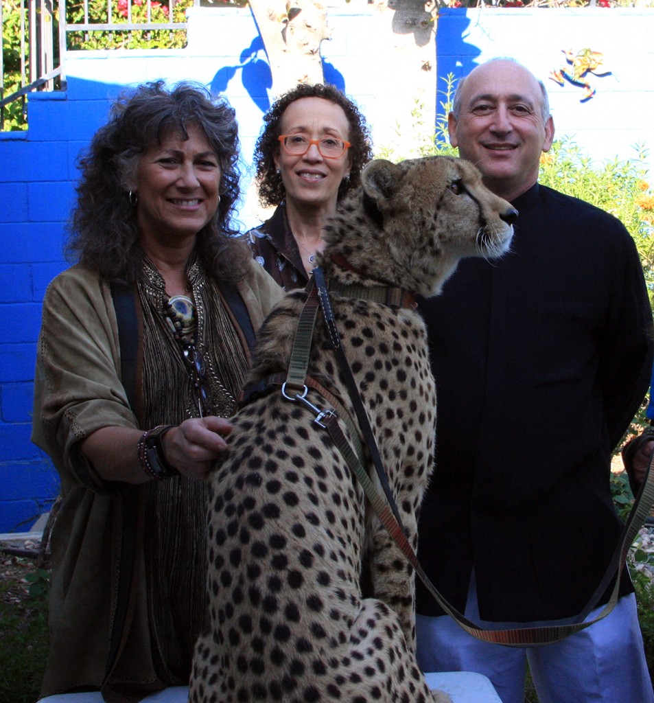 Dr. Laurie Marker, Diane Haithman, Alan Feldstin with Cheetah