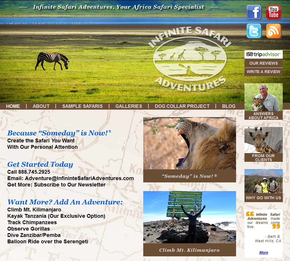 The New Infinite Safari Adventures Web Site